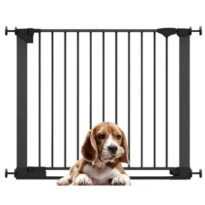 Image of Bettacare SafeStep Dog Gate, Black, 89cm 96cm, Extra Low Walkthough, 74cm Wide Doorway, One Piece Gate for Stairs, Hallways and Doors, Pet Puppy, Easy Installation