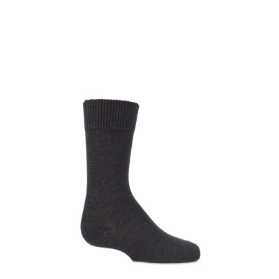 Image of 1 Pair Anthracite Melange Comfort Wool Plain Socks Kids Unisex 5.5 8 Teens (13 14 Years) Falke