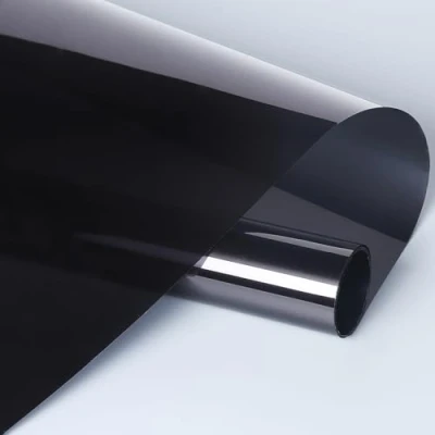 Image of FENTIS Reflective Window Film Black One Way Mirror Solar Non Adhesive Static Cling Glass Heat Control Anti UV Tint for Home and Office 44.5x200cm