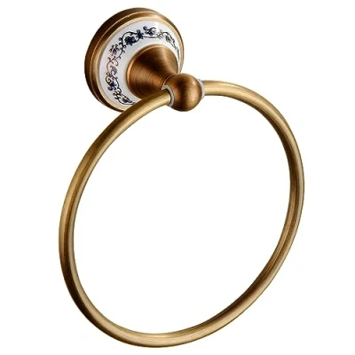 Image of Towel Ring Antique Brass Hanger Hand Holder for Bathroom Kitchen Accessories Wall Mounted,Porcelain Design