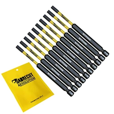 Image of 10 x SabreCut SCTP2589_10 89mm T25 TX25 Torx Tamper Proof Security Magnetic Impact Screwdriver Driver Bits Set Heavy Duty Compatible with Dewalt Milwaukee Bosch Makita and more