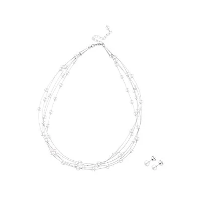 Image of Elli Women&#039;s 925 Sterling Silver Semi Baroque Freshwater Pearl Necklace of Length 45 cm with Stud Earrings 0907871511_43