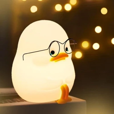 Image of Disdarkday Duck Night Light, Lamp for Children, Kawaii Silicone Children&#039;s Light Dimmable Touch USB Baby Room Breastfeeding, Gifts, Sad Emotion