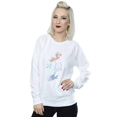 Image of Disney Women&#039;s Frozen 2 Elsa Nokk Silhouette Sweatshirt White Large