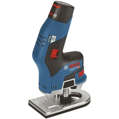 Image of Bosch Professional 12V System cordless Palm Router GKF 8 (incl. Quick charger GAL 40, Open ended spanner 17 mm, 2 x battery GBA 3.0Ah, Collet with nut 1/4&quot;, in L BOXX 136)