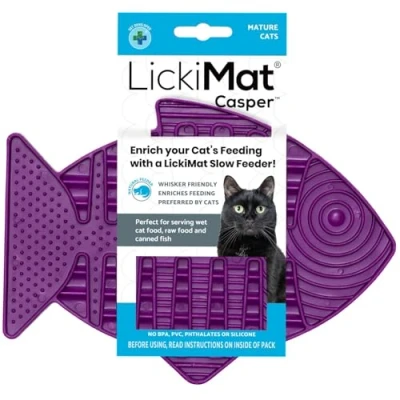Image of LickiMat Casper, Fish Shaped Cat Slow Feeders for Feline Boredom and Anxiety Reduction; Perfect Food, Treats Reduction