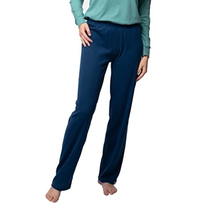 Image of greenjama Women&#039;s Derby Rib GOTS Certified Pyjama Bottoms, Ultramarine, 16, ultramarine