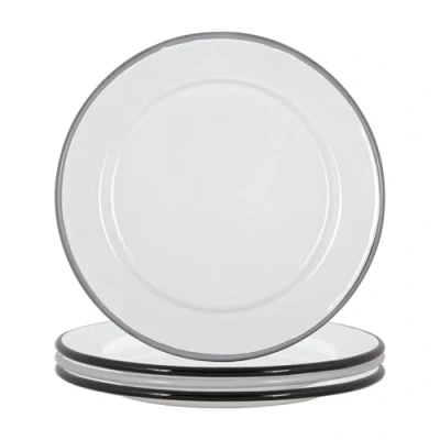 Image of 4x 20cm Black/Grey White Enamel Side Plates By Argon Tableware