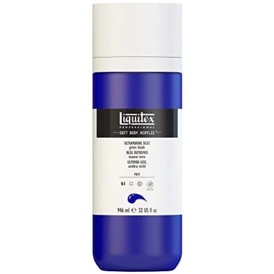 Image of Liquitex Professional Soft Body Acrylic 32 oz Bottle, Ultramarine Blue (Green Shade), 946 ml (Pack of 1)