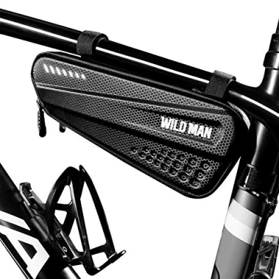 Image of MOZOWO Bike Frame Bag, Waterproof Bicycle Bag Cycling Front Top Tube Pouch Pannier Saddle for Outdoor MTB Road Mountain Crossbar Storage Bags with Reflective Stripe
