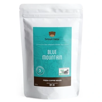 Image of Blue Mountain Blend Coffee Beans 227g Medium Roast Brown Bear Donation to Free The Bears Strength 3 For All Machines 100% Arabica