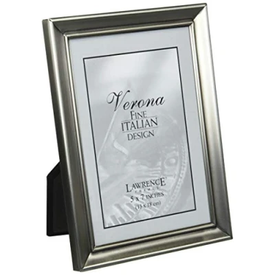 Image of Lawrence Frames 609057 Brushed Pewter 5 by 7 Metal Picture Frame