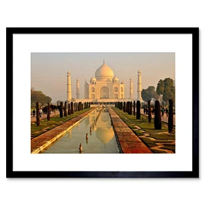 Image of Wee Blue Coo Photo Landmark Building Taj Mahal Misty Morning India Framed Wall Art Print