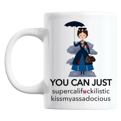 Image of Mary Poppins Mug Funny Secret Santa Supercalifragilistic Rude Sweary Office Work Gift