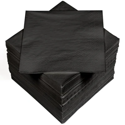 Image of HEKU 30241 22: 100 plain napkins, 3 ply, 33 x cm, black, medium