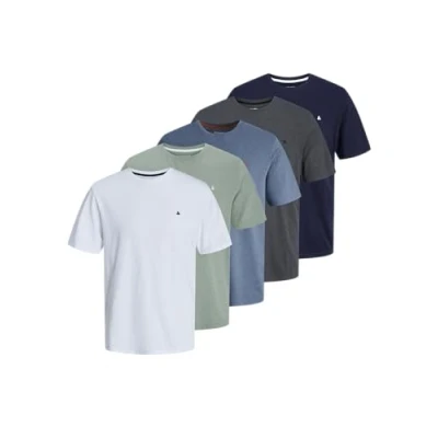 Image of JACK &amp; JONES Men&#039;s Jjepaulos Tee Ss Crew Neck 5Pk Mp, White, XL (Pack of 5)