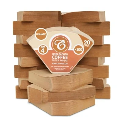Image of 2000 Size 4 Coffee Filter Paper Cones, Unbleached by EDESIA ESPRESS