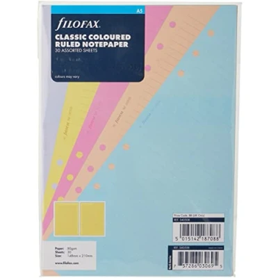 Image of Filofax A5 Classic Coloured Ruled Notepaper
