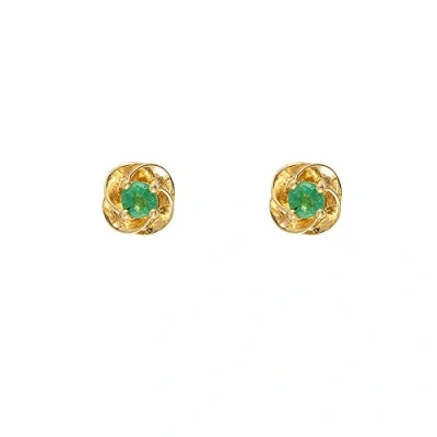 Image of Ivy Gems 9ct Yellow Gold Emerald Stud Earrings