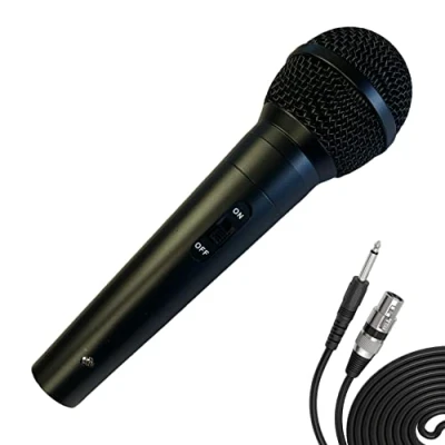 Image of Mr Entertainer Karaoke Dynamic Wired Microphone. Perfect for use with all Machines (Metallic)