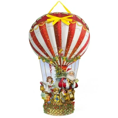 Image of Hot Air Balloon Christmas Advent Calendar Santa Traditional Picture Paper