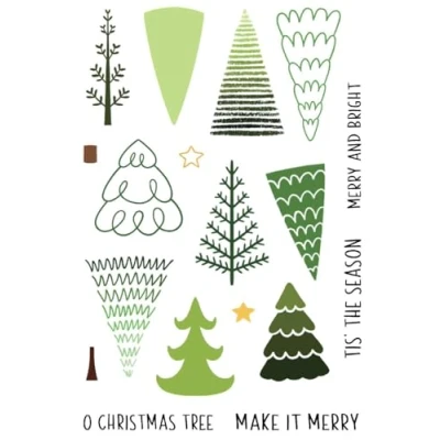 Image of Creative Expressions Jane&#039;s Doodles Christmas Tree 4 in x 6 Clear Stamp Set,