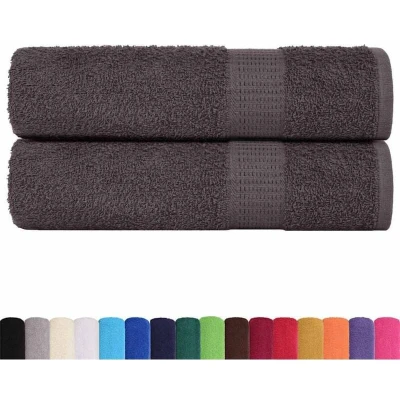 Image of vidaXL Hand Towels 2 pcs Anthracite 50x100 cm 360 gsm 100% Cotton