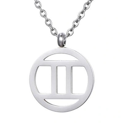 Image of Morella Women&#039;s Stainless Steel Necklace Silver with Pendant Star Sign Gemini in a Velvet Bag
