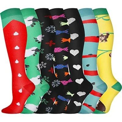 Image of Pnosnesy Compression Socks, (2/7 Pairs) for Men &amp; Women 15 20 mmHg is Best Athletics, Running, Flight Travel, Support