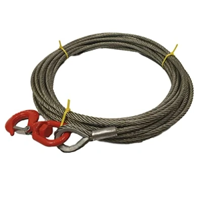 Image of 8mm Diameter Wire Rope Winch Cable With Swivel Hook One End Recovery Galvanised &amp; Towing (25 Metres)