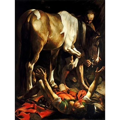 Image of Wee Blue Coo Painting Conversion On The Way To Damascus Caravaggio Art Print Poster Wall Decor 12X16 Inch