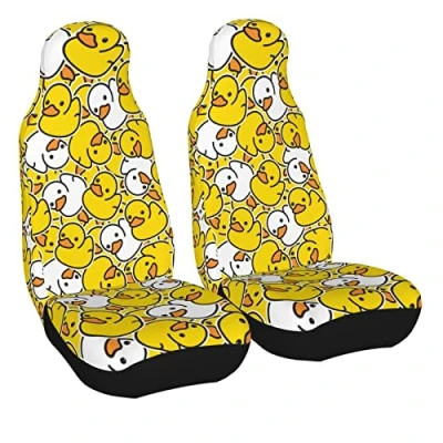 Image of Dujiea Yellow Cartoon Duck Car Front Seat Covers 2 Pcs Universal Auto Seats Only, Vehicle Bucket Protectors Fit for Most SUV Sedan and Truck