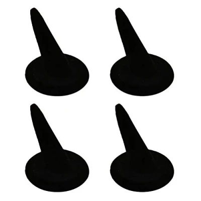 Image of ccHuDE 4 Pcs Black Velvet Finger Ring Display Stand Cone Holder Rack Jewelry Showcase