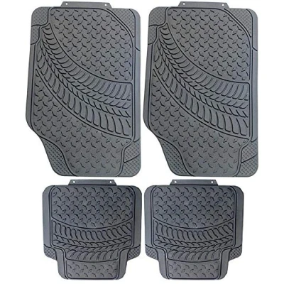 Image of UKB4C Heavy Duty Rubber Tyre Tred Car Floor Mats fits Peugeot 106 107 108 206 207 208