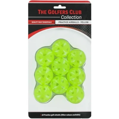 Image of The Golfers Club Plastic Airflow Golf Balls x 9 (Yellow)