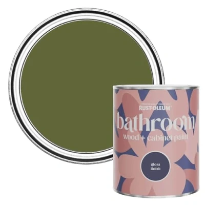 Image of Rust Oleum Green Moisture Resistant Bathroom Wood and Cabinet Paint in Gloss Finish Jasper 750ml
