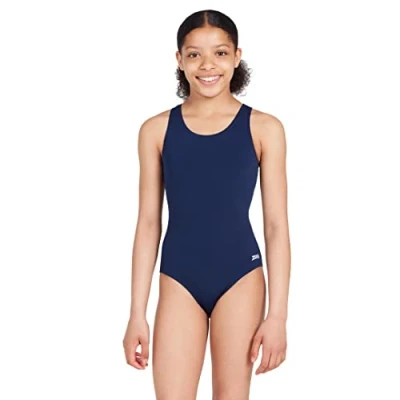 Image of Zoggs Girl&#039;s Cottesloe Sportsback One Piece Swimsuit, Navy, UK 28/8 9Y