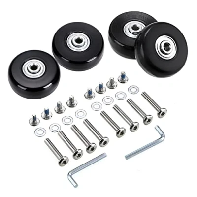 Image of Sumnacon 4Pcs 43x18mm Luggage Suitcase Replacement Wheels, Rubber Swivel Caster Wheels Bearings Repair Kits