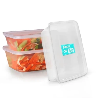 Image of We Can Source It Ltd 5 x 750ml Plastic Microwave Freezer Safe Food Meal Prep Recyclable Takeaway Containers and Lids Catering Grade BPA Free