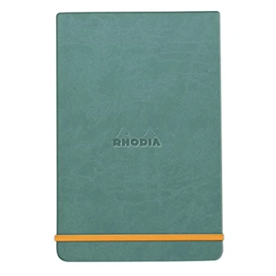 Image of RHODIA 194357C Hard Notebook Webnotepad Water A6 Lined 192 Detachable Pages Clairefontaine Ivory Paper 90 g/m Bookmark, Elastic Closure Faux Leather Cover Rhodiarama