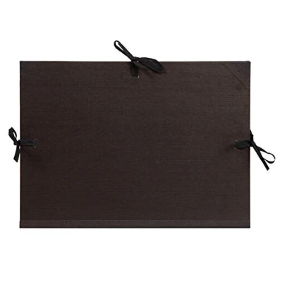 Image of Clairefontaine Ref 37200C Kraft Art Folder A3+ Size, 3 Ribbon Ties Closure, White Paper Lining, Acid Free Suitable for Transporting Artwork Black