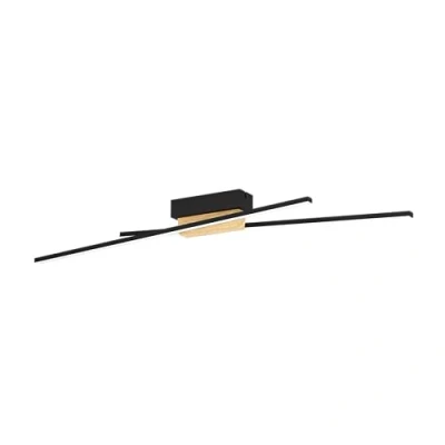 Image of EGLO LED ceiling spot Panagria, minimalist light fitting, FSC100HB, living room lighting, lamp made of aluminium, steel, wood and plastic in black, brown white, warm 37