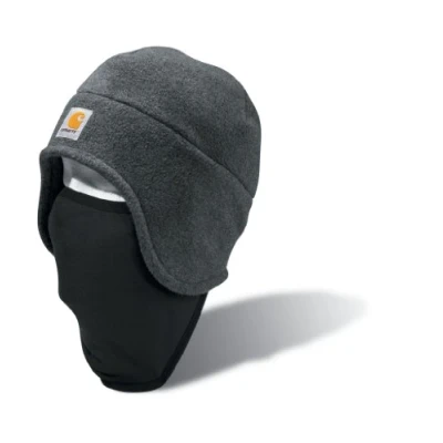 Image of Carhartt Men&#039;s Fleece 2 in 1 Hat Cold Weather, Charcoal Heather, One Size