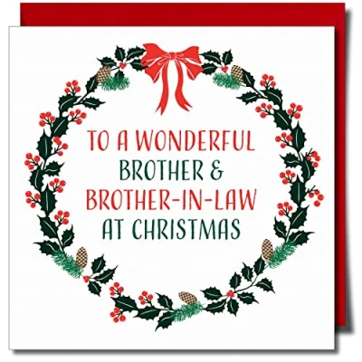 Image of Wonderful Brother and in law Christmas greeting Card Gay LGBT 150mm x Premium