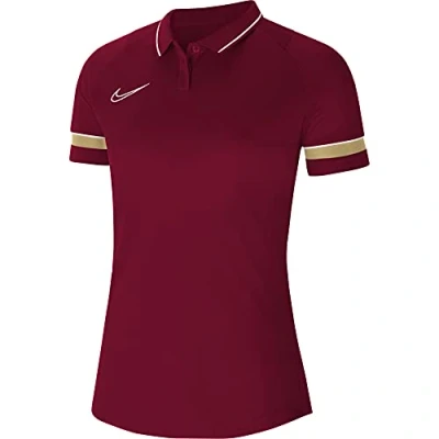 Image of Nike Women&#039;s Dri FIT Academy Polo Shirt, Team Red/White/Jersey Gold/White, XS