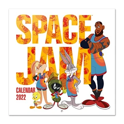 Image of Official Space Jam 2022 Wall Calendar, 12&quot; x Square Calendar (Free Poster Included), Family 2022, Kids Lebron James Secret Santa Gift