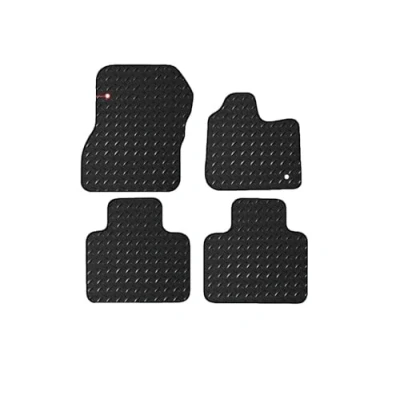 Image of Lusso Floor Carpet Mats for Car Tailored/Compatible to Renault Zoe 2012 Onwards Tailored 3mm Rubber 1 Fixing Clip Heavy Duty 4 pcs Set (Silver Edging)