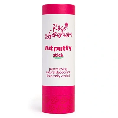 Image of Plastic Free Natural Deodorant Stick Vegan &amp; Eco Friendly By Pit Putty 100% For Women Men 80g (Rose Geranium)