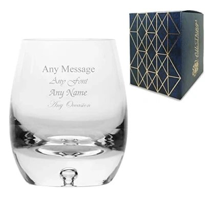Image of Personalised Engraved Handmade Bubble Base Barrel Whisky Tumbler, Gift Boxed, Personalise with Any Message