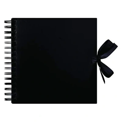 Image of Papermania Scrapbook, Black, 8 x 8&quot;, 40 Sheets, Create Your Own Photo Album And Decorate With Scrapbook Accessories, Book For Home Memories, Add Paper, Stickers &amp; Scrapbooking Supplies